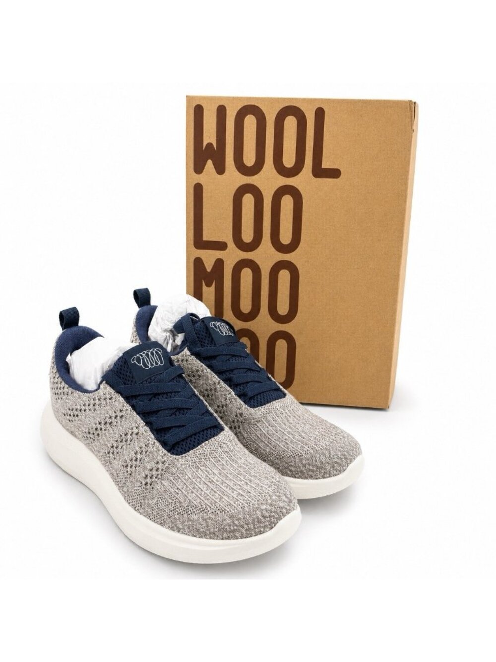 Woolloomooloo Eden Merino Wool Sneakers Sz 40 Natural Denim Comfy Eco Athleisure